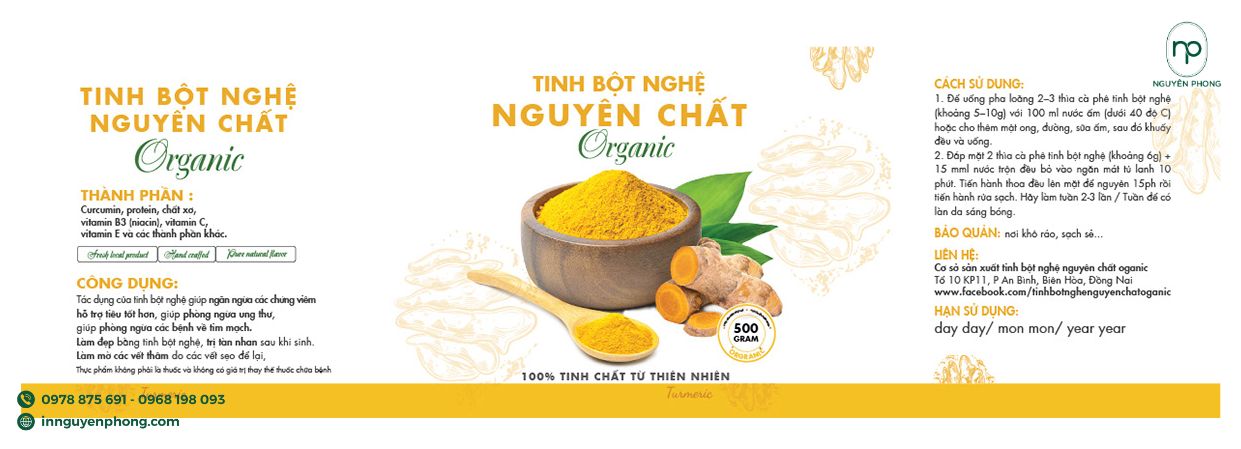 thông tin cần có trên tem nhãn tinh bột nghệ